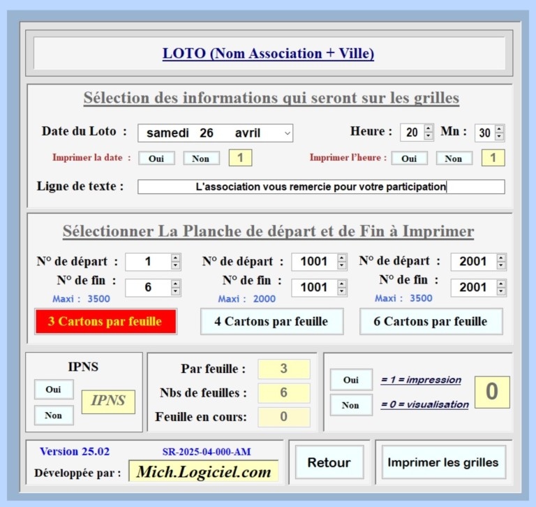 Modul Imprimer les Grilles