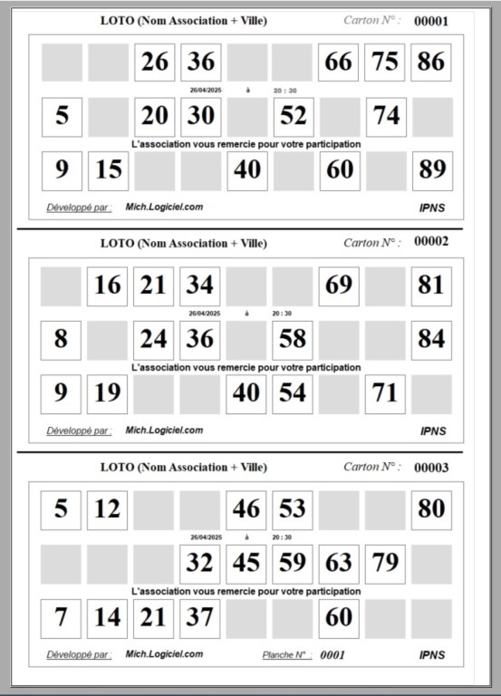 Planche de 3 grilles