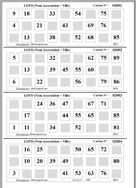 Planche de 4 grilles