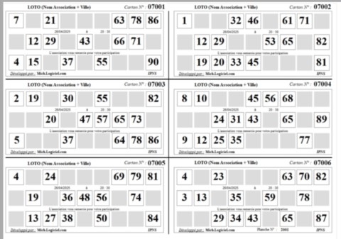 Planche de 6 grilles